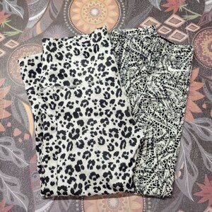 Nike / Unbranded Small Black White Animal Print Legging Capri Bundle of 2